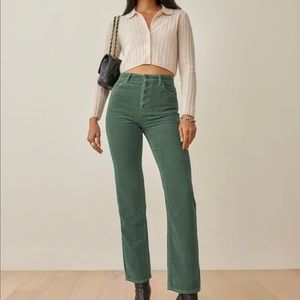 NWOT Reformation Green Corduroy Pants Size 25